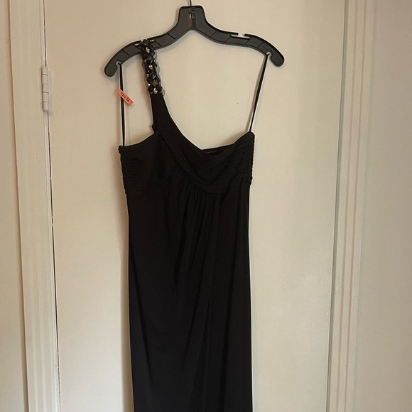 Bcbgmaxaria column black gown with one shoulder size Small - Picture 5 of 10
